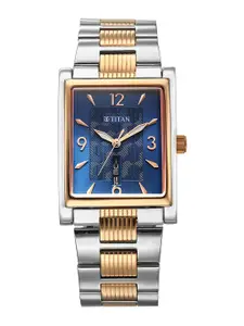 Titan Karishma Wedding Edit II Quartz Blue Rectangle Dial Stainless Steel Men's Watch - 90024KM01