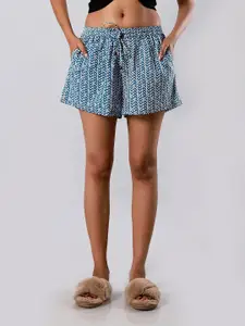 ETC Women Printed Mid-Rise Cotton Lounge Shorts