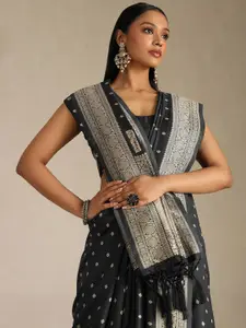 Soch Ethnic Motifs Woven Design Zari Tussar Saree