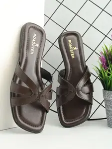 The Roadster Lifestyle Co Women Solid Party Square Shape Open Toe Flats