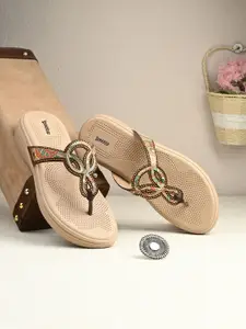 The Roadster Lifestyle Co Women Embellished Comfort T-Strap Flats