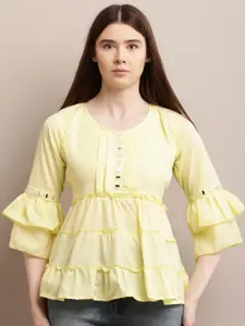 69 FASHION STREET Ruffles  Women Self Design Peplum Top