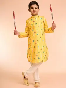 Manyavar Boys Bandhani Printed Kurta with Pyjama