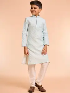 Manyavar Boys Floral Embroidered Kurta with Pyjama