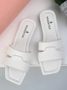 The Roadster Lifestyle Co Women Solid Party Square Shape Open Toe Flats