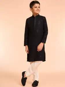 Manyavar Boys Floral Embroidered Kurta with Pyjama