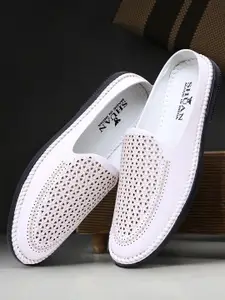 SHUAN Men Textured Leather Smart Casual Mules