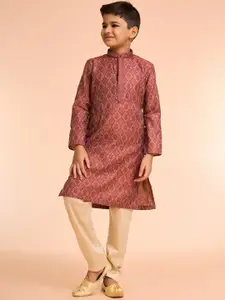 Manyavar Boys Floral Printed Kurta with Pyjama