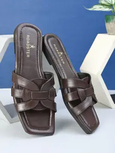 The Roadster Lifestyle Co Women Solid Party Square Shape Open Toe Flats