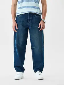 Snitch Men Mid-Rise Light Fade Cotton Baggy Jeans