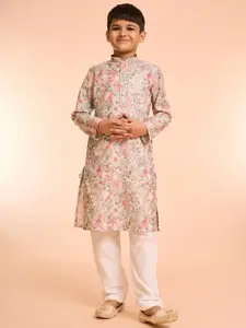 Manyavar Boys Floral Printed Kurta with Pyjama