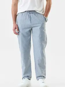 Snitch Men Mid-Rise Regular Fit Striped Trousers