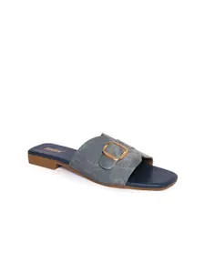 Anouk Women Textured Open Toe Flats With Buckles