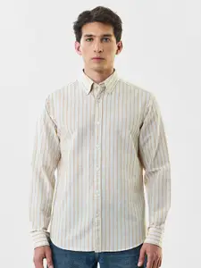 Snitch Vertical Striped Button-Down Collar Slim Fit Casual Shirt