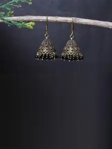 FASHION EMPIRE Classic Drop Gold-toned Dome Shaped Jhumka Earrings