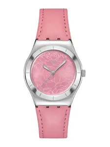 Swatch Women Printed Dial & Leather Straps Analogue Watch YLS234