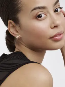 Ted Baker Gold-Plated Crystal  Studded Ribbon Bow Quirky Studs