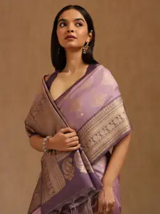 Soch Geometric Woven Design Zari Tussar Saree