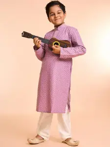 Manyavar Boys Floral Embroidered Kurta with Pyjama
