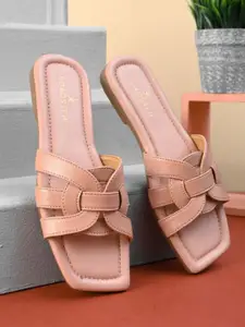 The Roadster Lifestyle Co Women Solid Party Square Shape Open Toe Flats