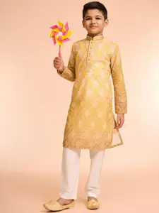 Manyavar Boys Woven Design Kurta with Pyjama