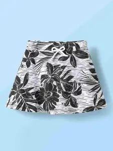 CrayonFlakes Girls Floral Printed Regular Fit Mid-Rise Cotton Shorts