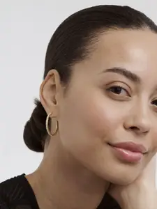 Ted Baker Gold-Plated Crystals Studded Circular Half Hoop Earrings