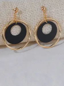 Niska Stainless Steel Gold Plated Contemporary Drop Earrings