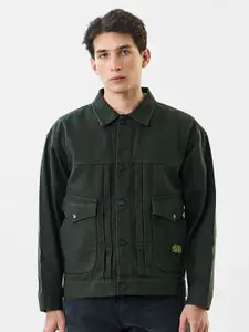 Snitch Dark Green Cotton Tailored Jacket