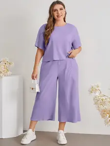 SRUTVA FASHION Ribbed Round Neck Top With Palazzos Co-Ords