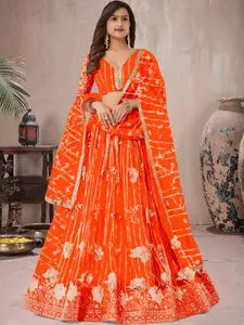 F Plus Fashion Orange Net Lehenga Choli