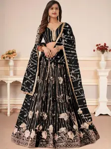 F Plus Fashion Black Net Lehenga Choli