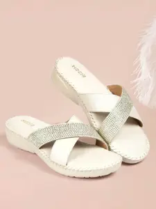 Mochi Women Embellished Open Toe Flats