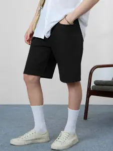 The Souled Store Men Sleek Black Denim Shorts