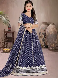 F Plus Fashion Girls Embellished Semi-Stitched Lehenga & Unstitched Blouse Net
