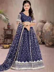 F Plus Fashion Blue Net Lehenga Choli