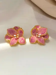 KRENOZ Gold-Plated Enamel Floral Studs