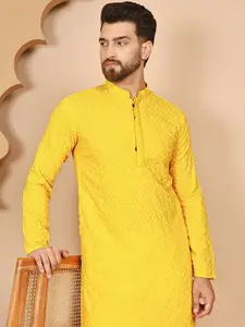 Anouk Men Woven Design Embroidered Festive Straight Kurta