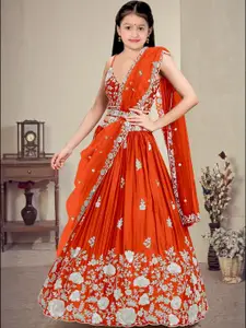 F Plus Fashion Orange Net Lehenga Choli