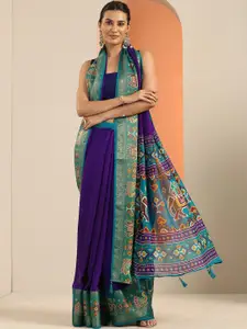 Libas Zari Pure Georgette Saree with Ethnic Motif Border