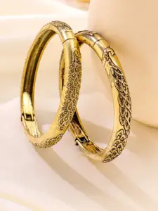 Anouk Set of 2 Gold Plated  Leaf Design Oxidised Bangles