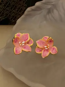 KRENOZ Gold-Plated Enamel Floral Studs