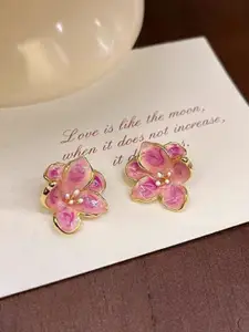 VAGHBHATT Gold Plated Enamelled Floral Studs