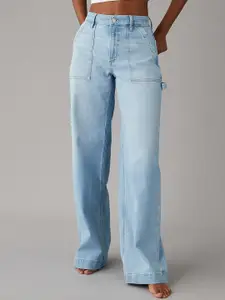 AMERICAN EAGLE OUTFITTERS Women Relexed  Fit Mid-Rise Light Fade Jeans