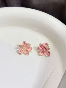 KRENOZ Gold-Plated Enamel Floral Studs