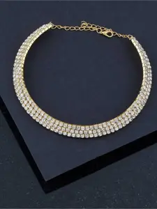 APUNKA D FASHION Gold-Plated Artificial Stones Studded Statement Necklace