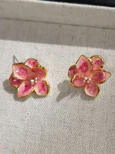 KRENOZ Gold-Plated Enamel Floral Studs
