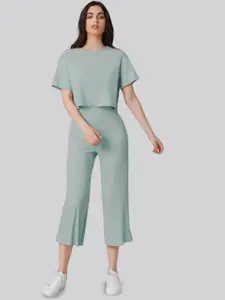 SRUTVA FASHION Ribbed Top & Palazzos Co-Ord Set