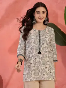 Stylum Women Floral Printed Pure Cotton A-Line Kurti