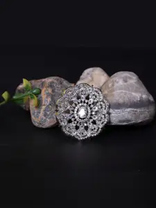 FASHION EMPIRE Women Silver Plated American Diamond Ring